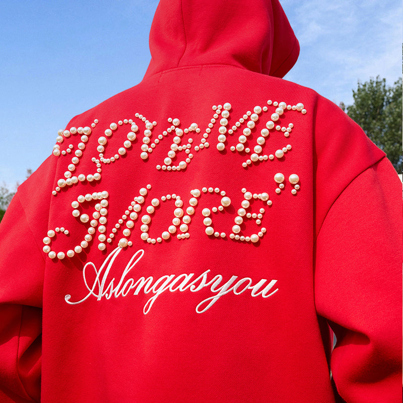 Love Me More Pearl Embroidered Hoodie – Harsh and Cruel