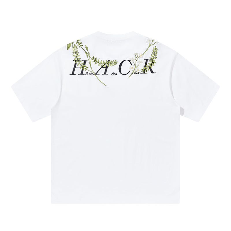 Floral Collar Embroidery Logo Tee