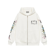 Load image into Gallery viewer, Floral Logo Sleeve Embroidered Zip Up Hoodie
