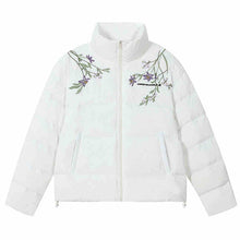 Load image into Gallery viewer, Floral Embroidery Zip HACR Down Jacket
