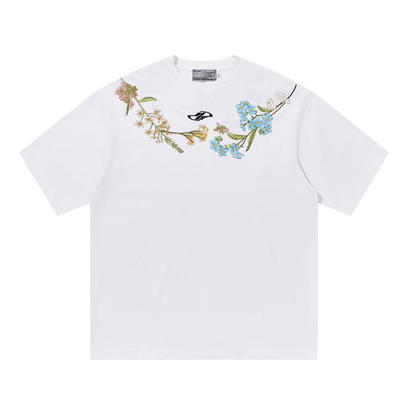 Heavy Floral Embroidered Tee