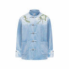 Floral Embroidered Velvet Mandarin Jacket