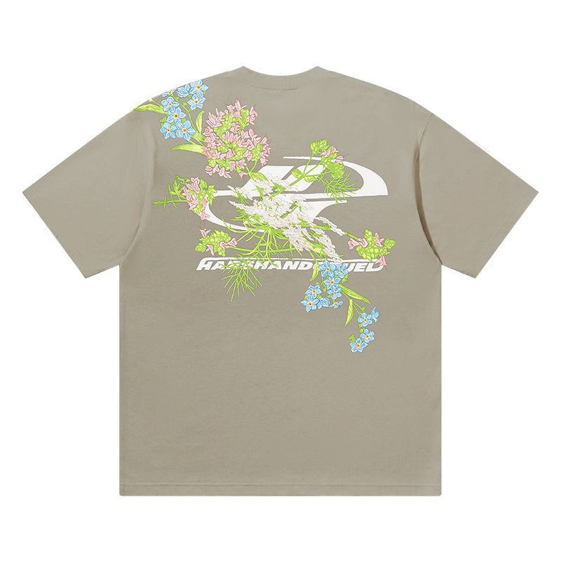 Floral Embroidered Logo Tee