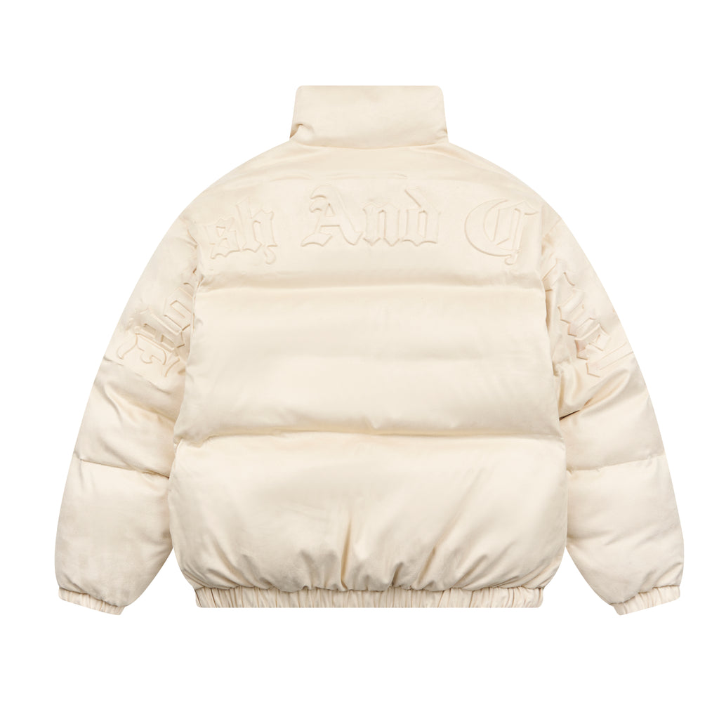 Embossed Gothic Logo Down Jacket