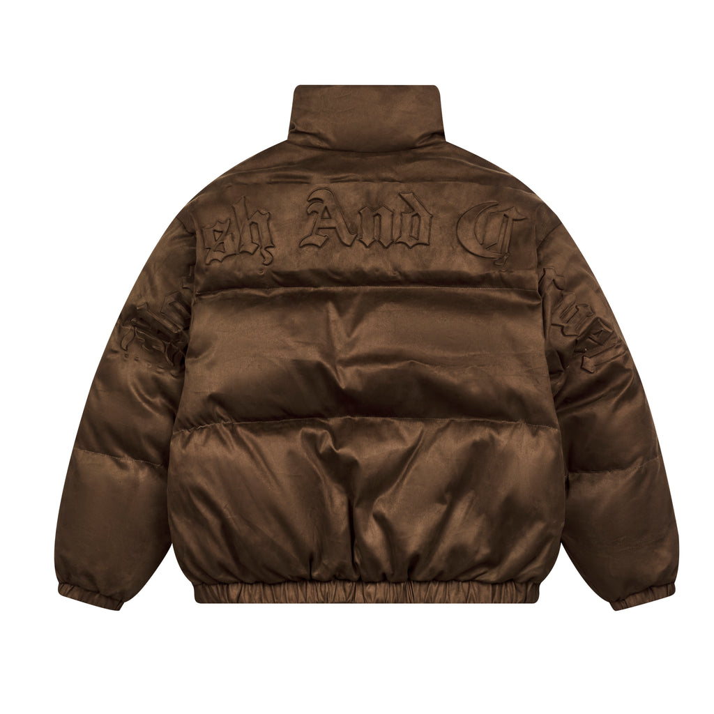 Embossed Gothic Logo Down Jacket