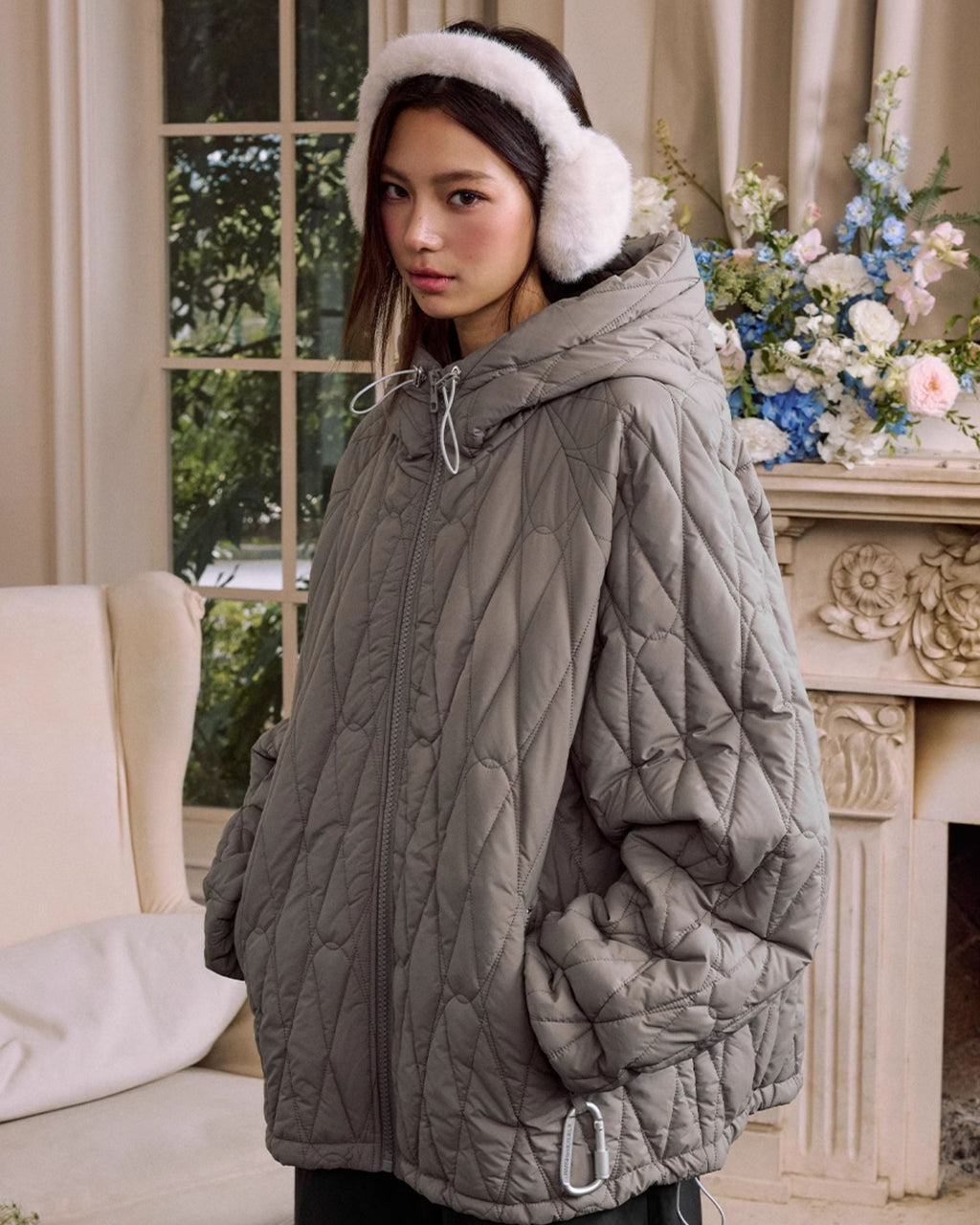 Quilted Pattern Embroidered Logo Jacket