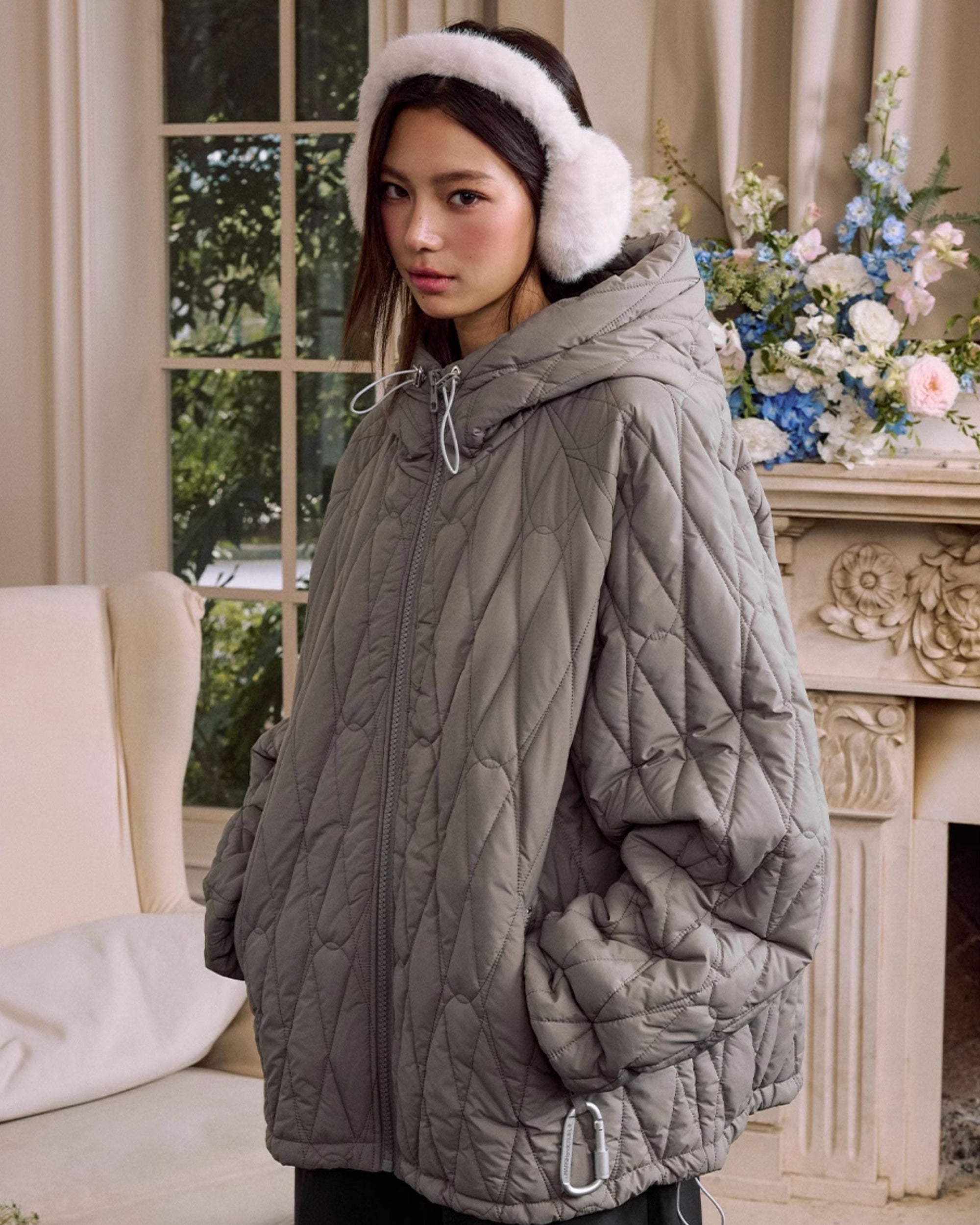 Quilted Pattern Embroidered Logo Jacket