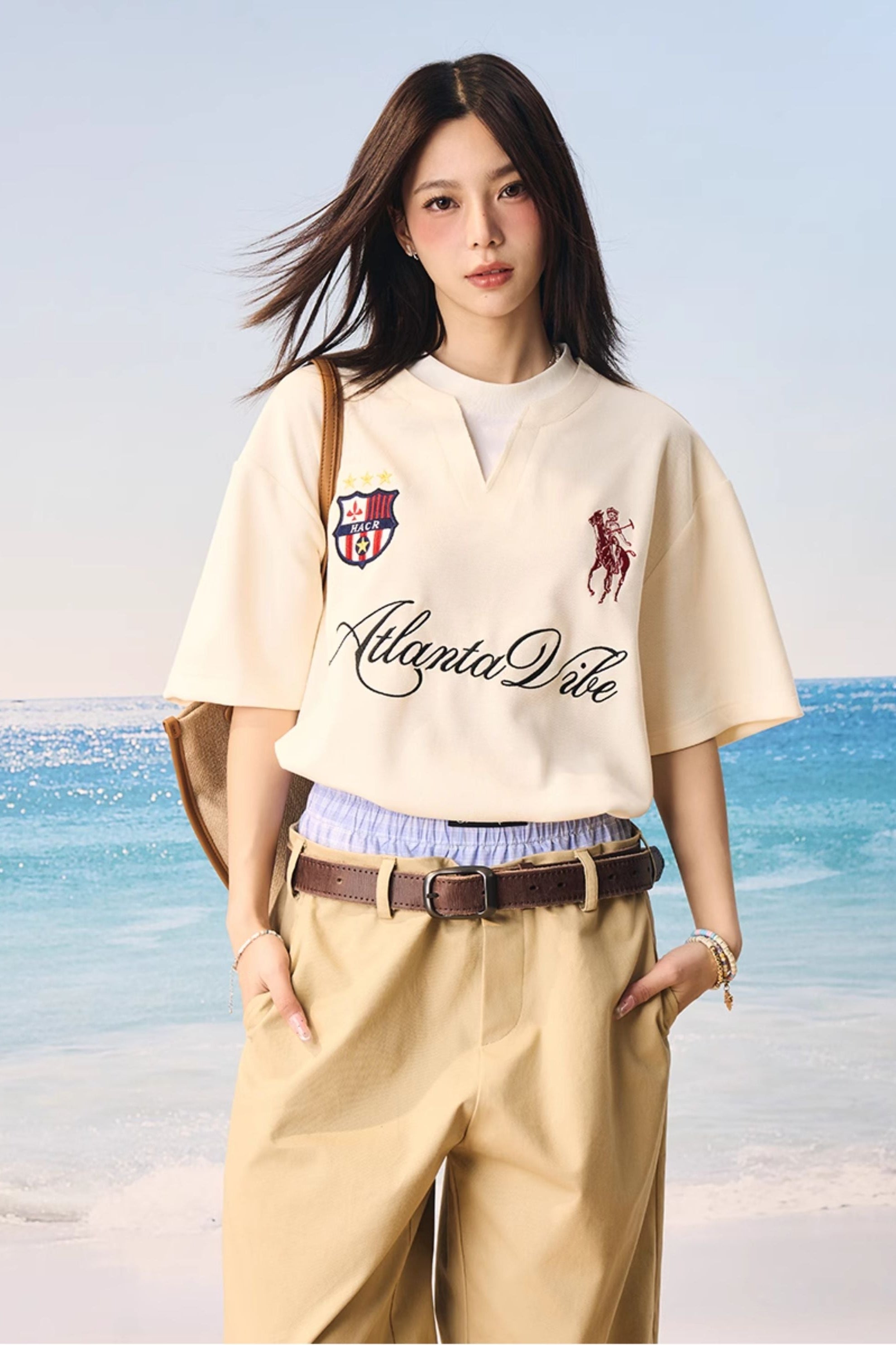 Layered Retro Embroidered Jersey