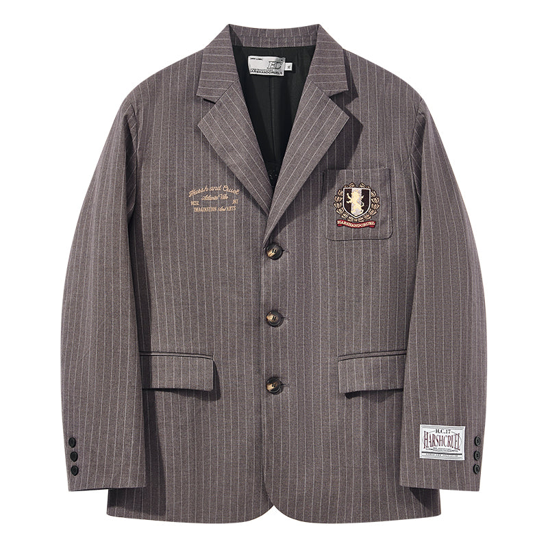 Retro Striped Embroidery Blazer