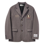 Retro Striped Embroidery Blazer