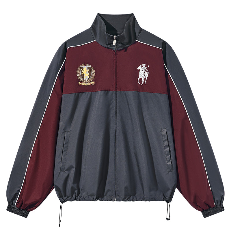 Colorblock Embroidered Sports Jacket