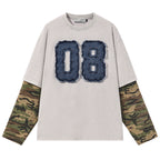 Distressed Camo Patchwork L/S Tee