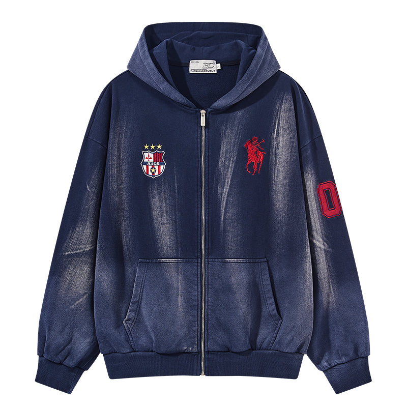 Washed Vintage Zip-Up Hoodie