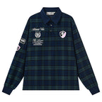 Brushed Plaid Embroidered Polo Shirt