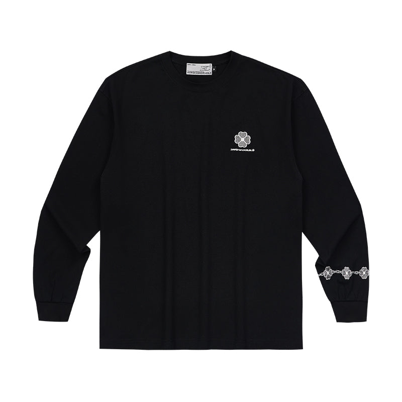 Clover Embroidery Long Sleeve Tee