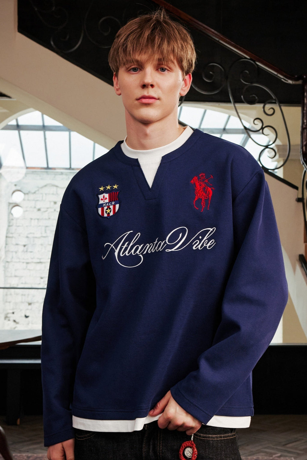 Vintage Embroidered Henley Jersey