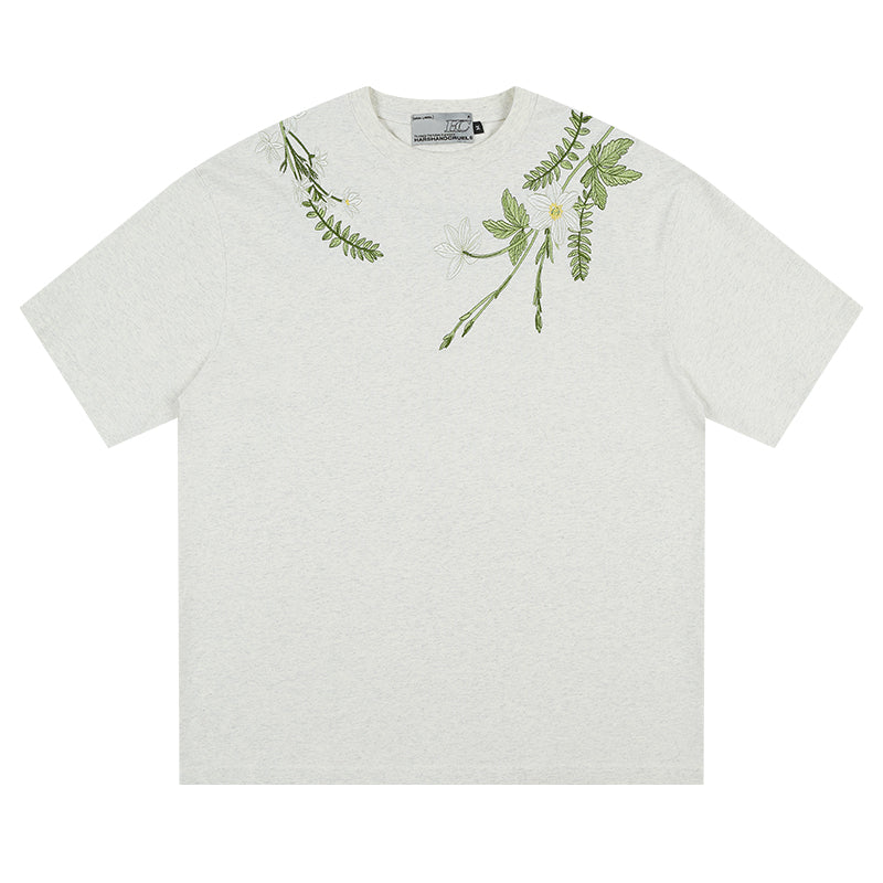Floral Collar Embroidery Logo Tee