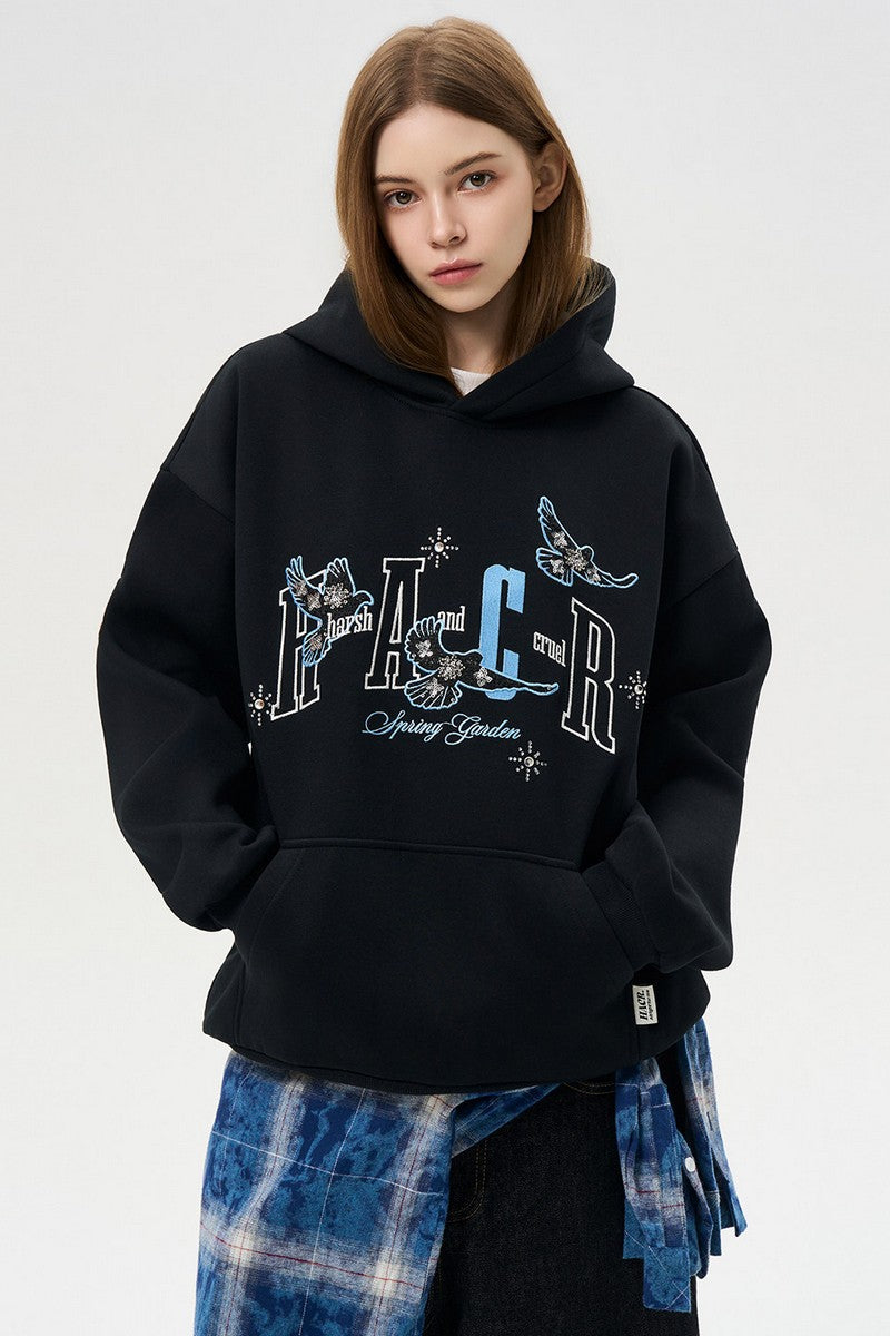 Tweed Patch Sequin Hoodie