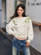 Green Wreath Cropped Sweatshirt