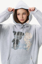 Bear Lace Patchwork Hoodie
