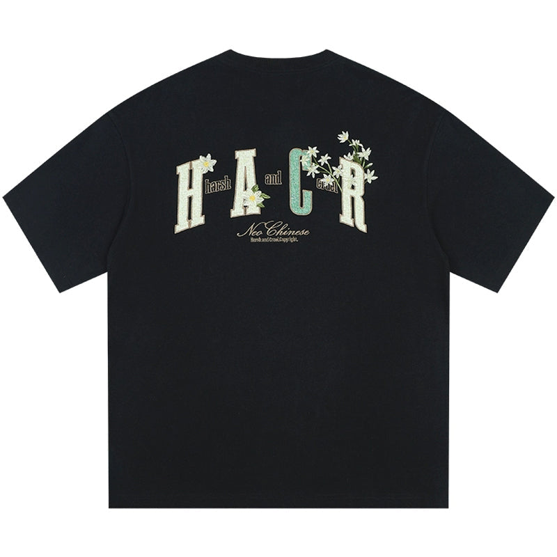 Floral Patchwork Embroidered Loose Tee