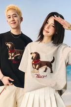 Suede Dog Towel Patch T-Shirt