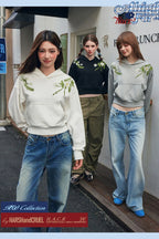 Green Wreath Cropped Hoodie