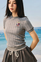 Textured Knit Slim Pullover
