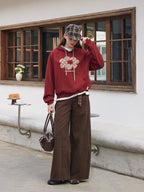 Flower Plaid Embroidered Hoodie