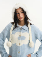 Floral Knit Polo Cardigan