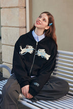 Plush Dog Embroidery Hoodie