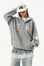 Polka Dot Zip Up Hoodie
