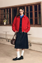 Floral Embroidery Cotton Harrington Jacket