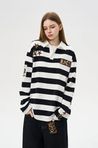 Striped Leopard Panel Polo
