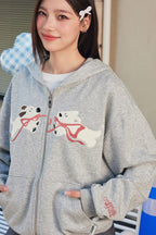 Plush Dog Embroidery Hoodie