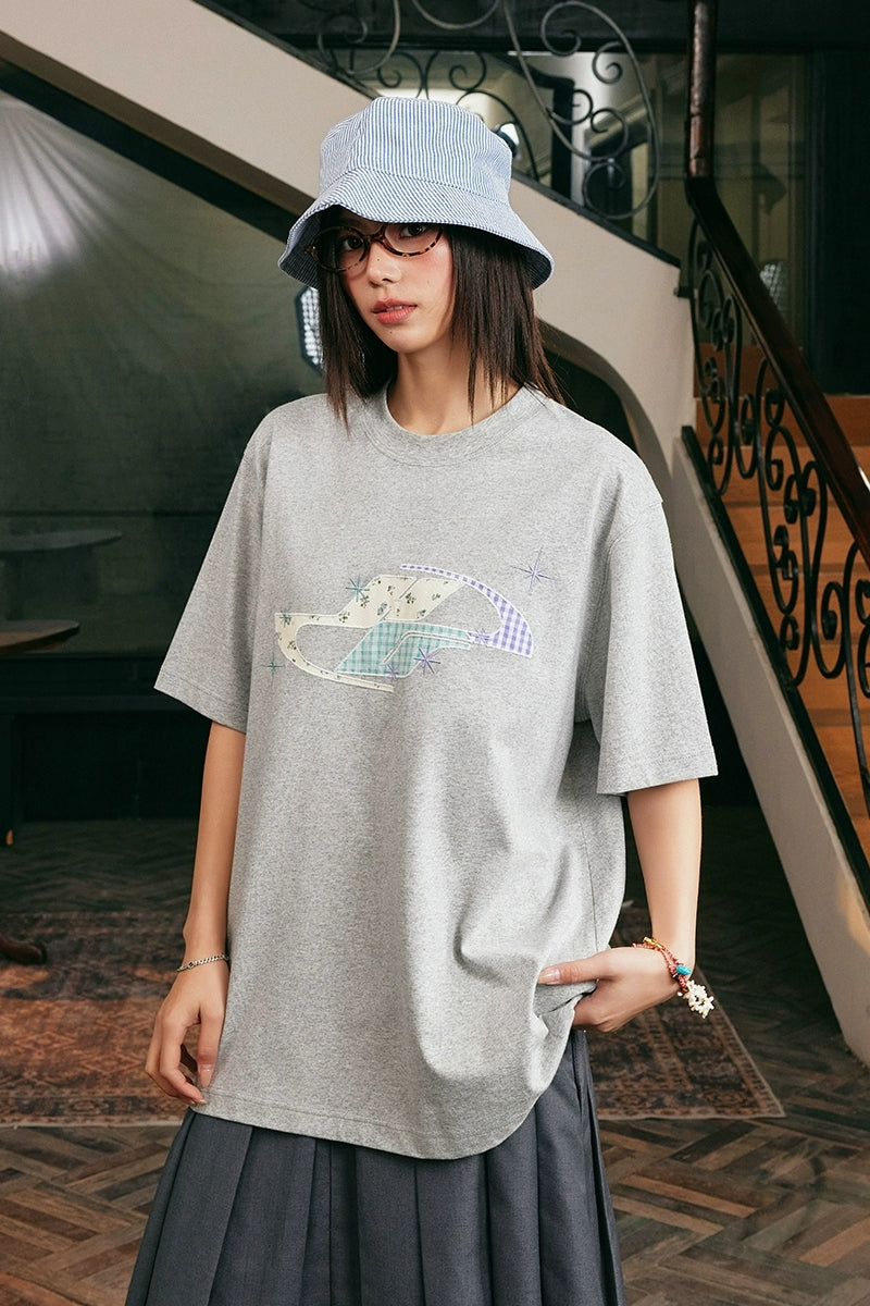 Patchwork Floral Embroidery T-Shirt