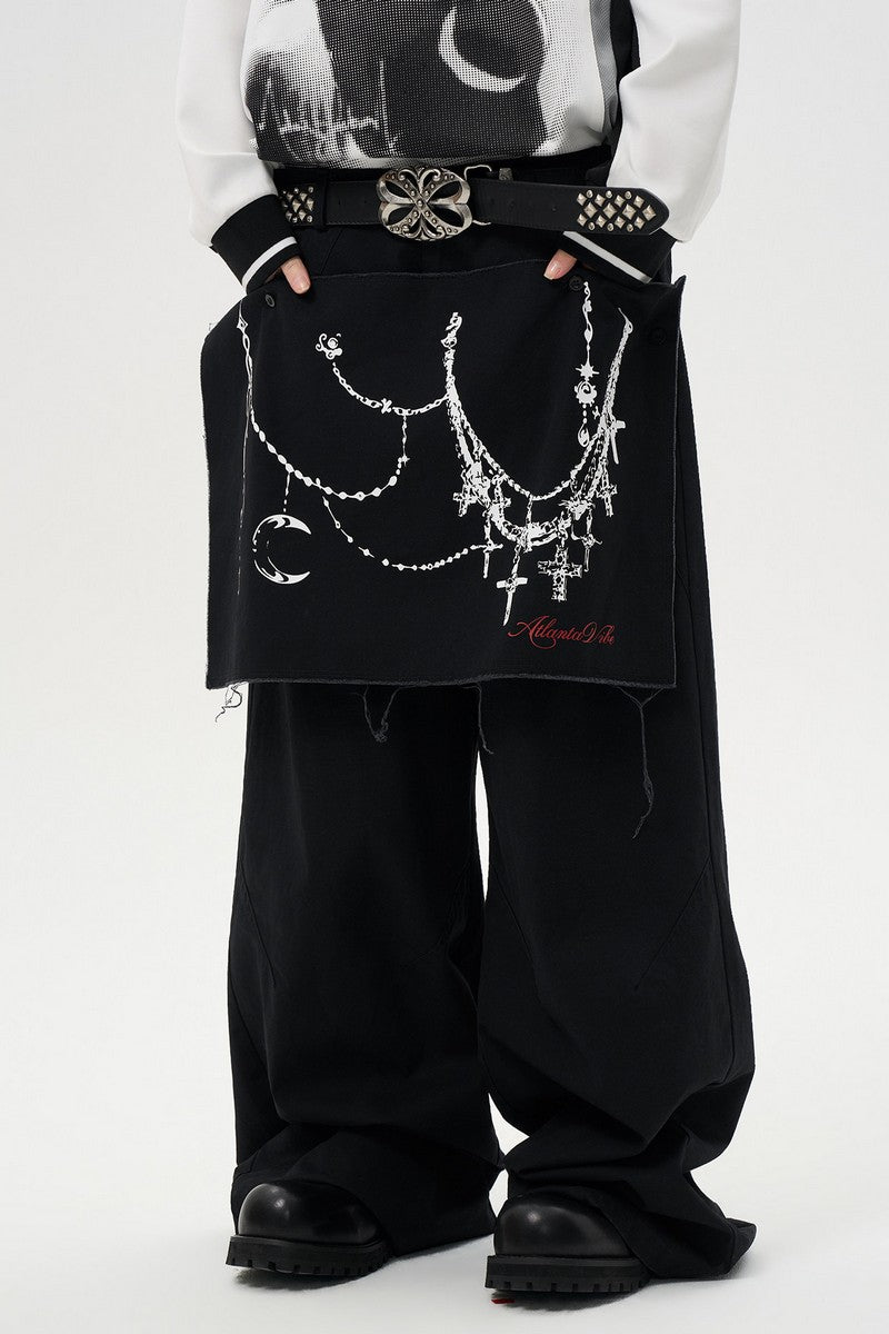 Detachable Drape Wide Leg Pants