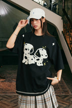 Fuzzy Dog Embroidery T-Shirt