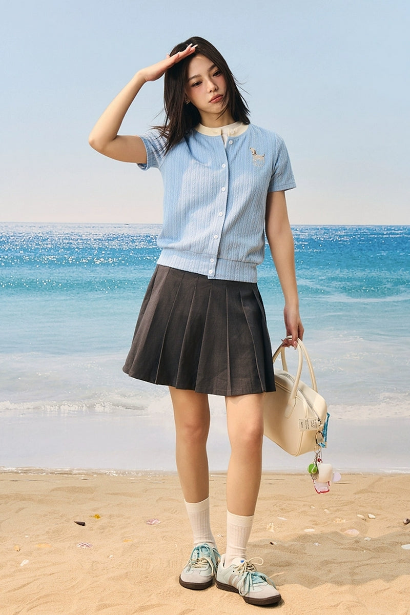 Embroidered Dog Knit Cardigan