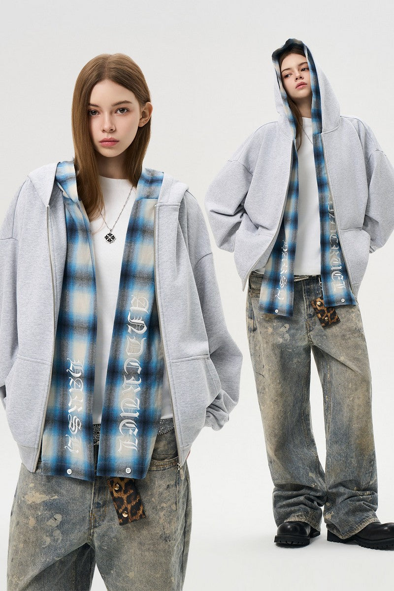 Double Hood Plaid Hoodie
