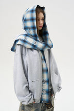 Double Hood Plaid Hoodie