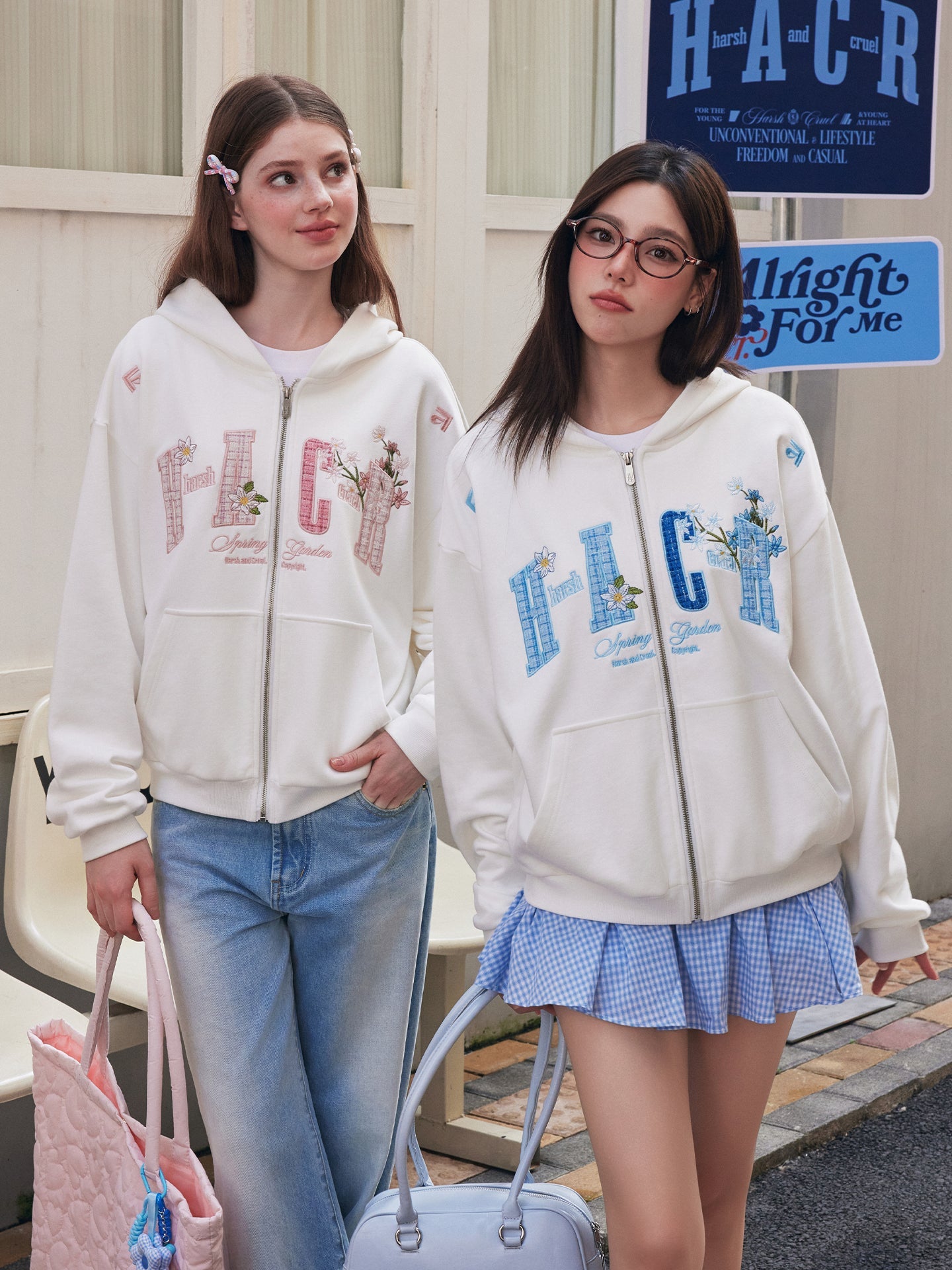 Flower Patchwork Zip Hoodie