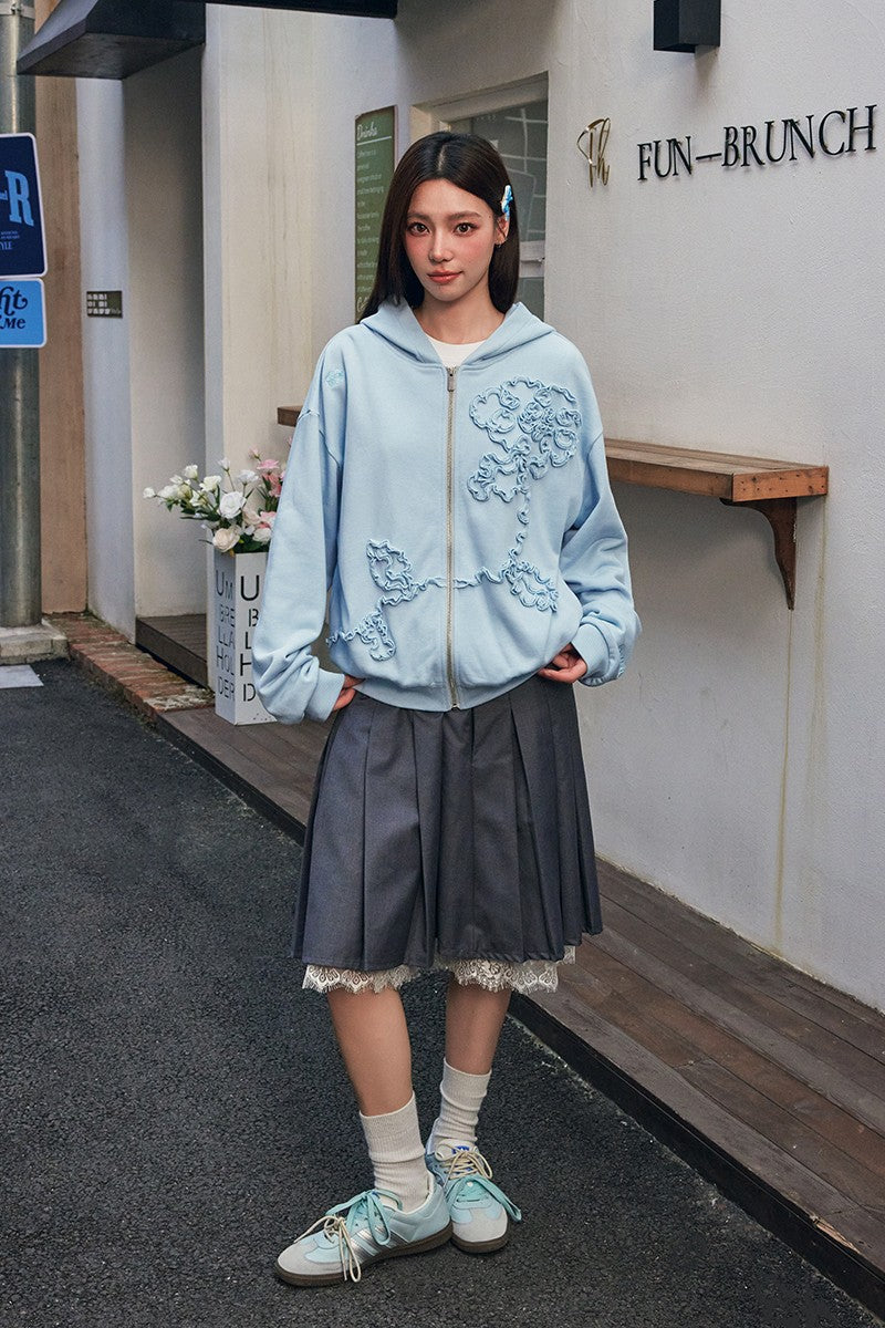 3D Embroidered Floral P00000000attern Hoodie