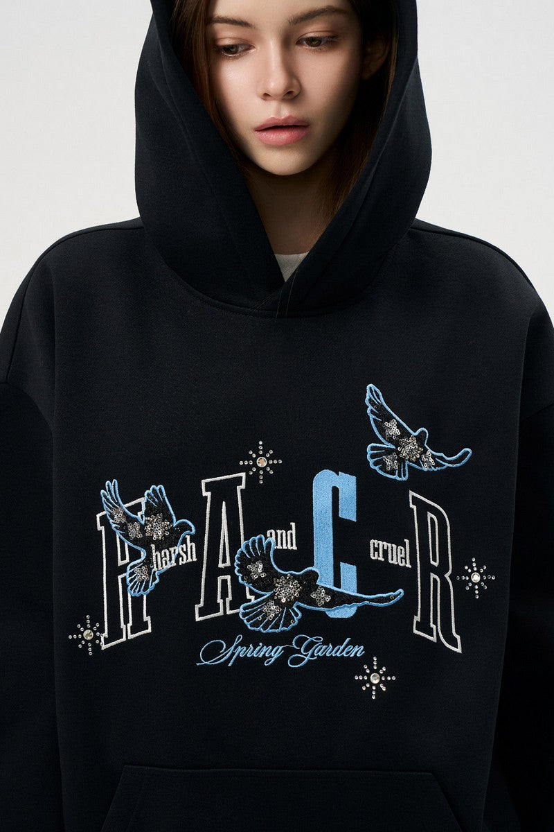 Tweed Patch Sequin Hoodie