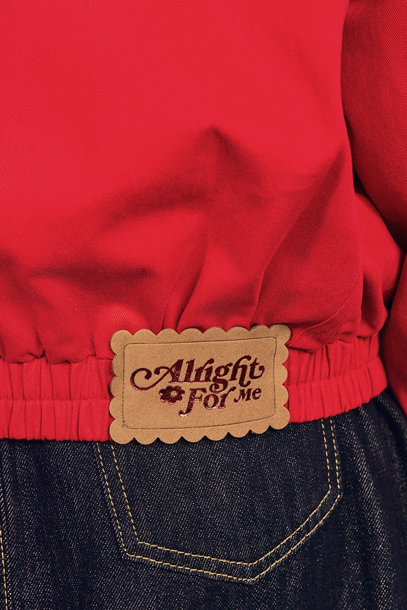 Floral Embroidery Cotton Harrington Jacket