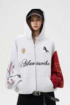 Contrast Sleeve Zip Hoodie