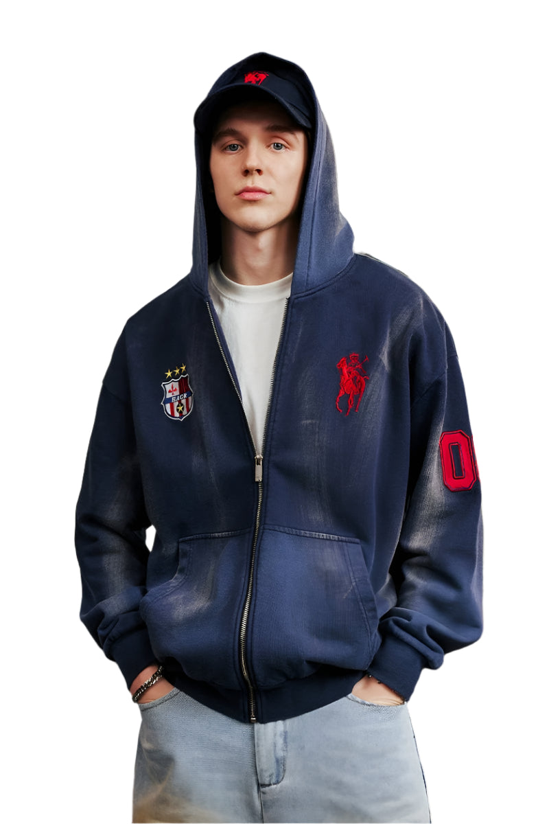 Washed Vintage Zip-Up Hoodie
