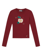 Cartoon Apple Embroidery Tee