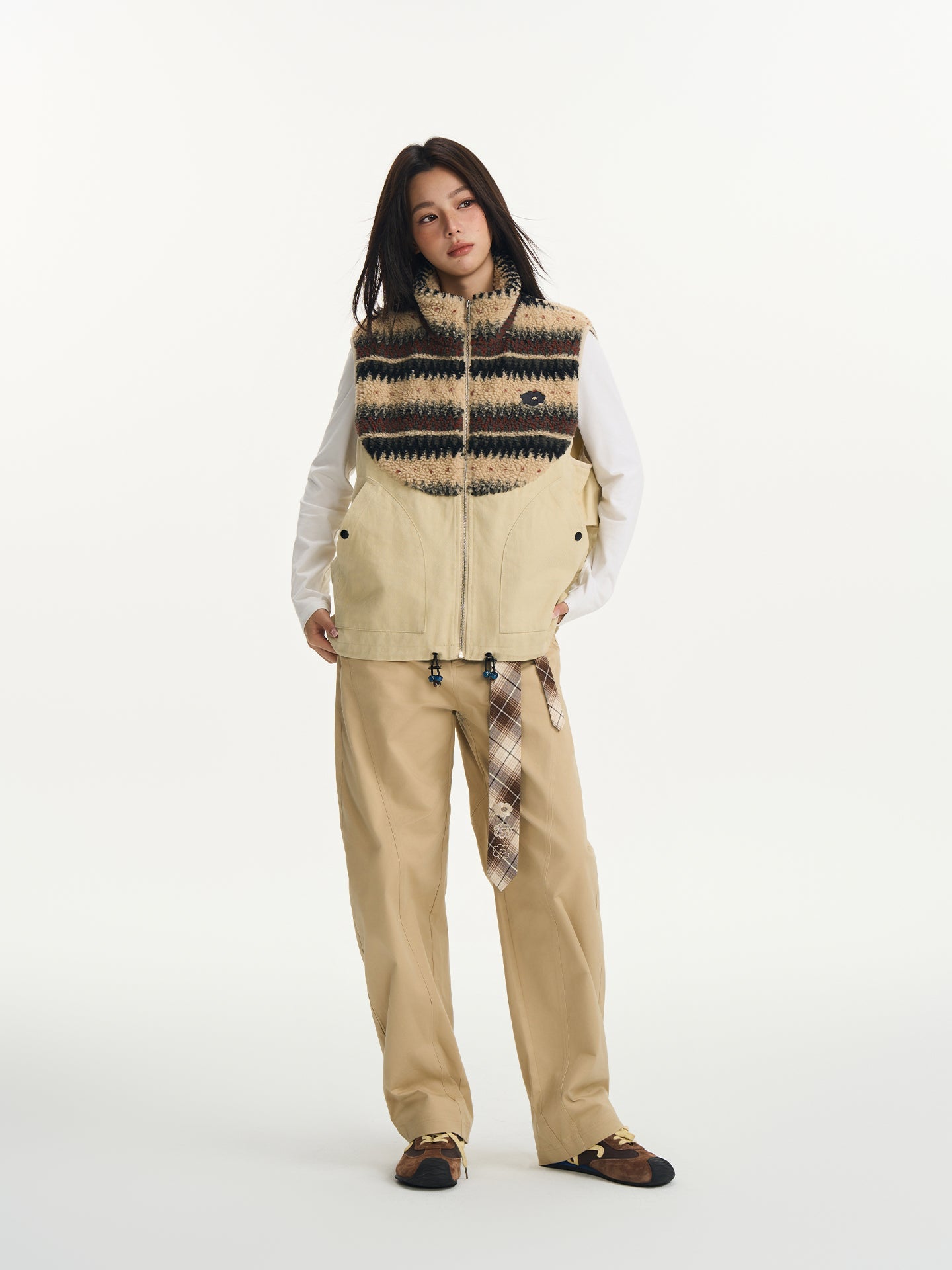 Pattern Fleece Beaded Vest