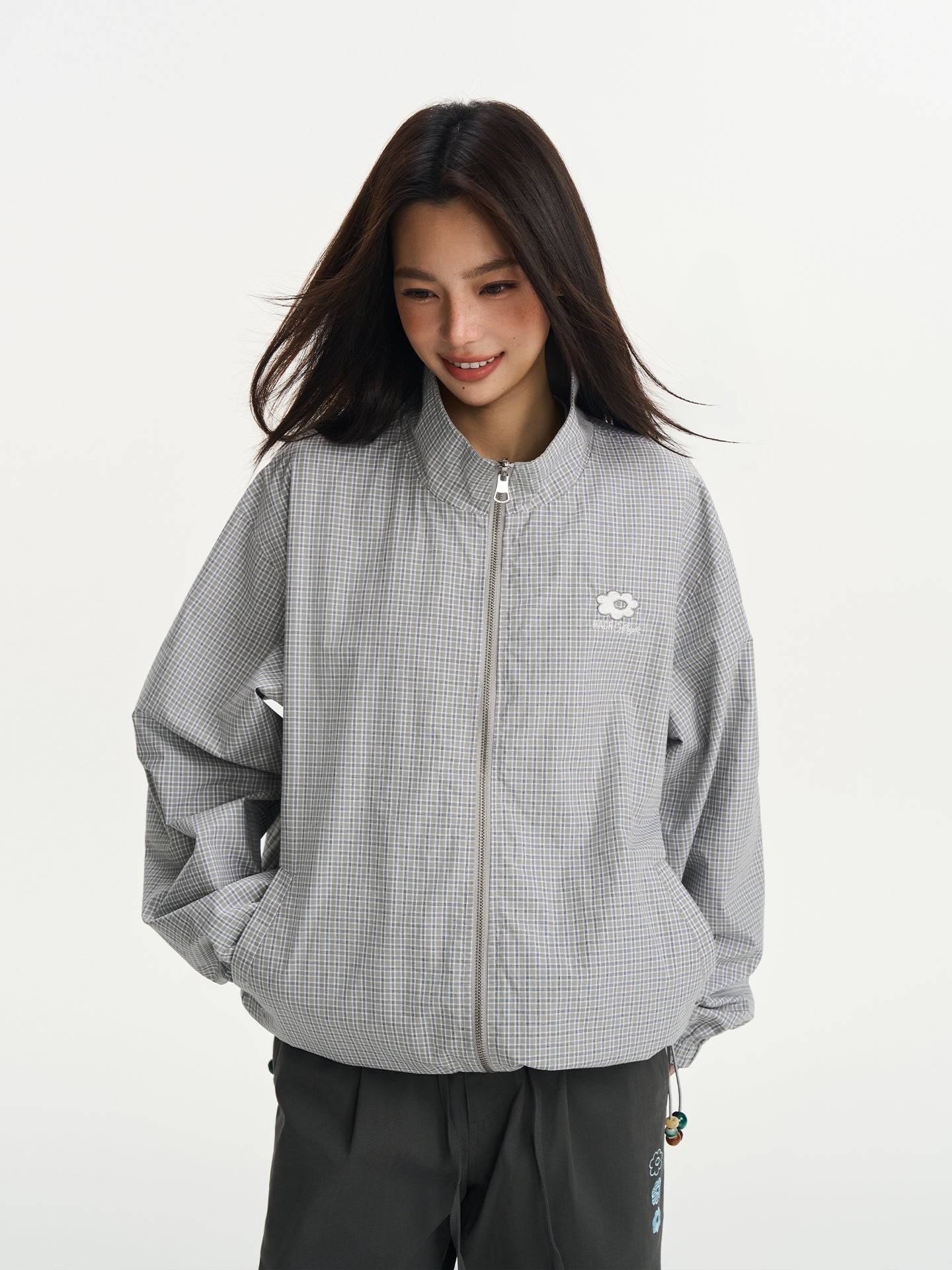 Reversible Plaid Beaded Jacket